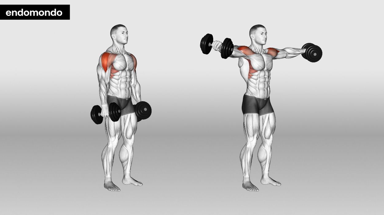 Standing Dumbbell Lateral Raises - shoulder workouts for men