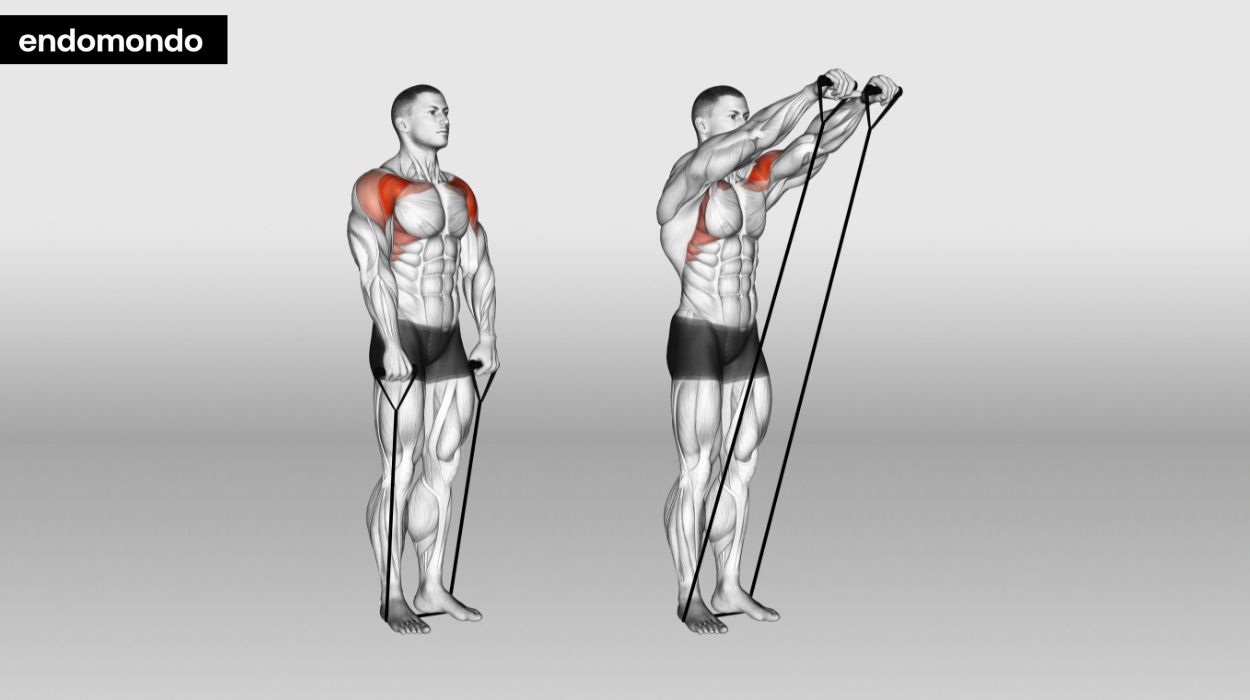 Standing Front Raise With Resistance Bands