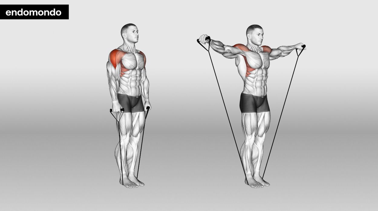 Standing Lateral Raise With Resistance Bands